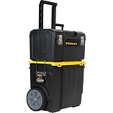 STANLEY Tool Box, 3-in-1 Rolling WorkShop (STST18613) | Detachable rolling tool chest, L 18.5 in x W 11 in x 24.8 in, telescopic handle tool box with wheels, large 7 in. wheels