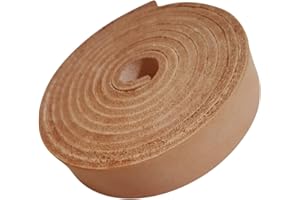 TOFL Genuine Top-Grain Leather Strap | 72 Inches Long | 1 Inch Wide | 9/64 Inch Thick (8-9 oz) | 1 Leather Strip for DIY Arts & Craft Projects, Clothing, Jewelry, Wrapping | Natural
