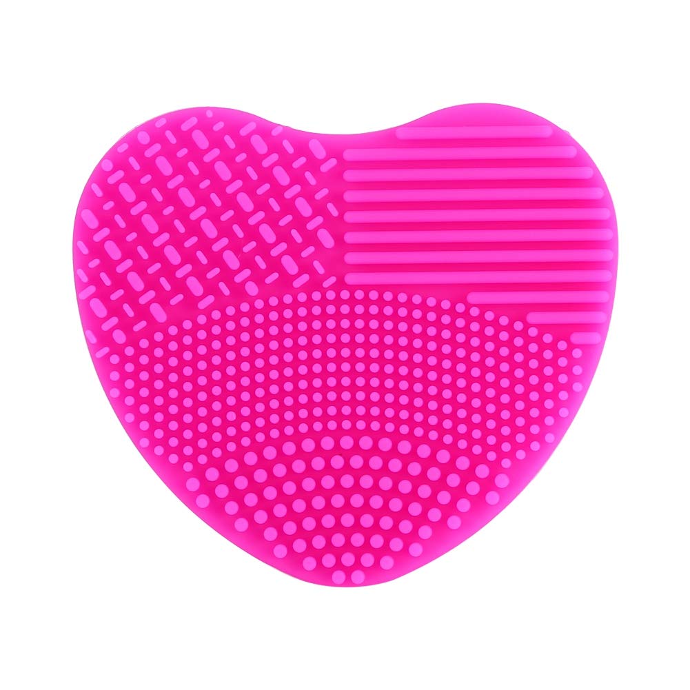Silicone gloves brush accessories, heart shape silicone makeup brush detergent brush for cosmetic washing(Rose)