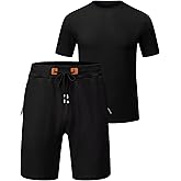 QPNGRP Men's Outfits Zipper Pocket Shorts and T-Shirt 2 Piece Set Sweatsuit