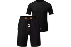 QPNGRP Men's Outfits Zipper Pocket Shorts and T-Shirt 2 Piece Set Sweatsuit