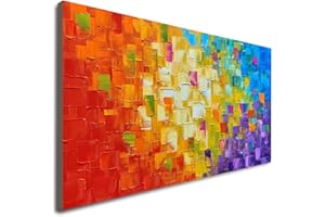 Seekland Art Hand Painted Texture Oil Painting on Canvas Abstract Wall Art Deco Contemporary Artwork Framed Ready to Hang 40x20 inch