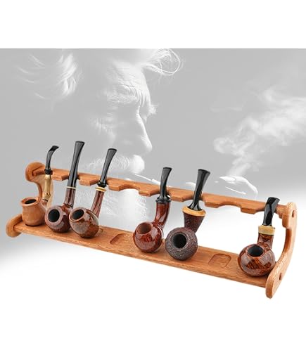 Big Easy Tobacco Round Pipe Stand – Dark Walnut – Holds 6 Pipes