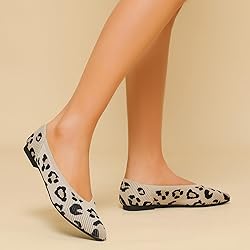 TINGRISE Women's Flats Shoes Pointed Toe Knit