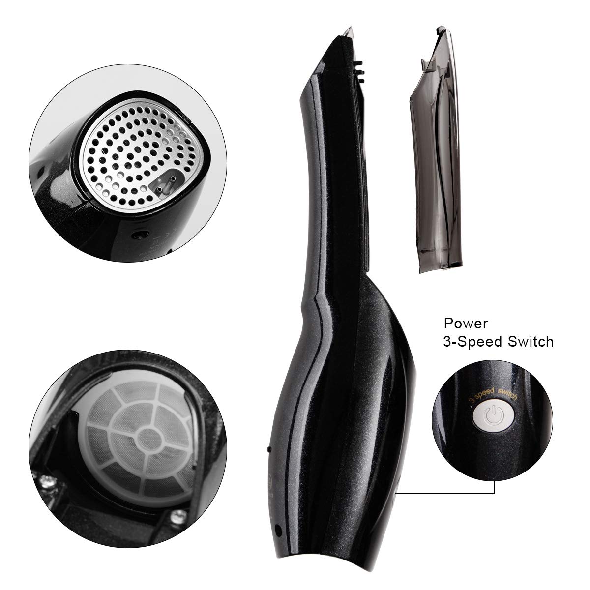 Pro Outliner Hair Beard Trimmer/Clippers,Vacuum Haircut Kit, Vacuum Trimmer, Hair Clippers, Hair Trimmer, Clippers with with 3 Combs Voltage 110-120 VAC by BESTBOMG (Black)