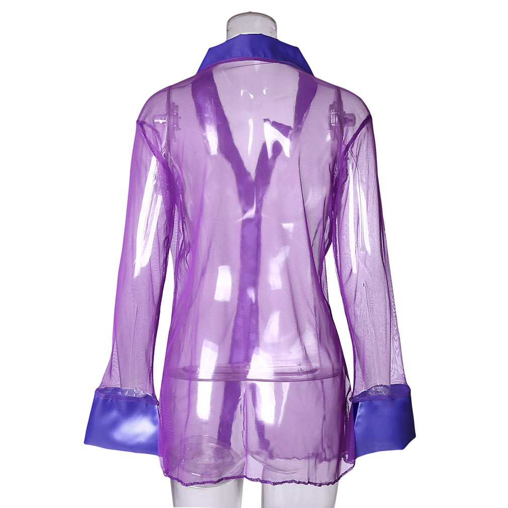 Iumer Transparent Lingerie Women's Sexy Sheer Sleepshirt Pajamas Long