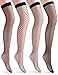 Vero Monte 4 Pairs Women's Fishnet Thigh High Socks - Stylish Black + Hollow Out