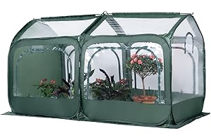 Seven Colors House Portable Mini Greenhouse Fiberglass Poles Pop-up Plant Greenhouse for Outdoor Waterproof & UV Protected Greenhouse with Roll-up Zipper Entry Windows 98"x49"x53"