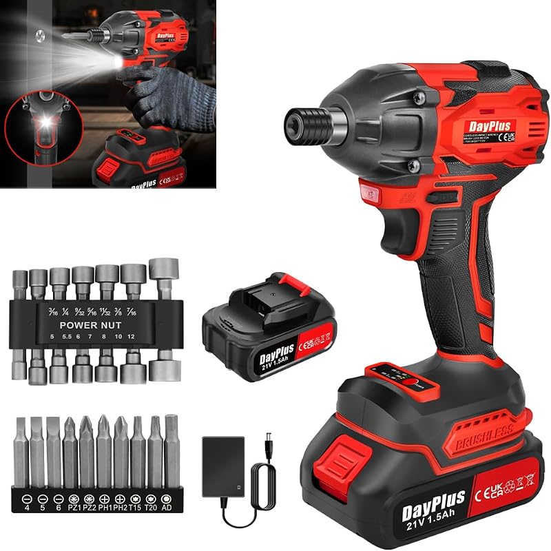 Qimu 21V Cordless Impact Wrench 1/2 Inch 450N.m Brushless with 1.5Ah Battery 14