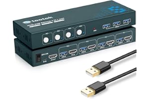 Steetek KVM Switch HDMI 4 Port Box, UHD 4K@60Hz 3 USB 3.0 Hub, HDMI KVM Switch 4 Computers Share 1 Monitor and 4 USB Devices 
