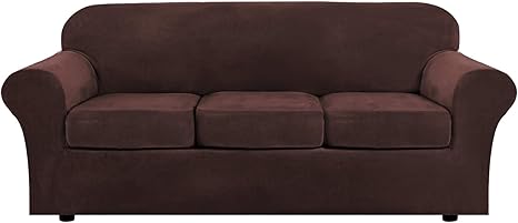 h versailtex modern velvet plush 4 piece high stretch sofa slipcover strap sofa cover furniture protector form fit luxury thick velvet sofa cover for