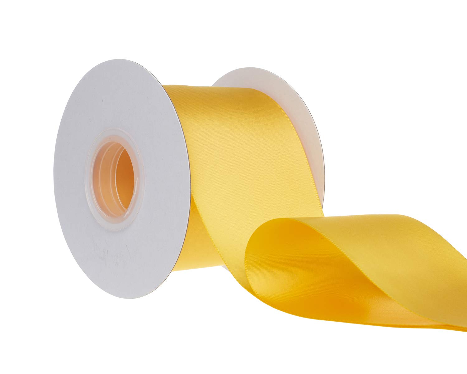 Ribbonitlux 75mm Wide Double Sided Satin Ribbon 22 Meters (660-Yellow Gold, Set for Gift Wrapping, Party Decor, Sewing Applications, Wedding and Craft