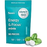 Neuro Energy & Focus Mints - Sugar Free Breath Mints with 40mg Natural Caffeine, B Vitamins & L-Theanine - Vegan Brain Supplement for Exercise, Study & Daily Focus - Wintergreen, 90 ct