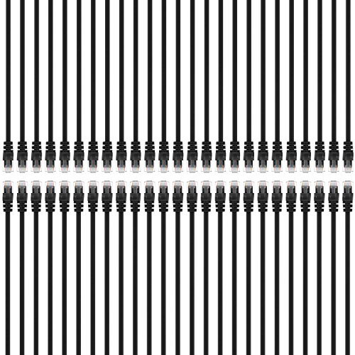 GearIT 50-Pack, Cat 6 Ethernet Cable Cat6 Snagless Patch 1.5 Feet - Snagless RJ45 Computer LAN Network Cord, Black - Compatible with 48 Port Switch POE Rackmount 48port Gigabit