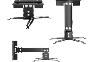 VISULAPEX Projector Mount, Universal Projector Ceiling/Wall Mount Black with Extendable Arms, Adjustable Height, Projector Holder/Bracket/Hanger Low Profile (Black)