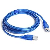 USB Printer Cable 4.6ft, Nylon Braided USB 2.0 Type A to B Cord with Ferrite Core, High Speed Data Sync Scanner Cable for HP,