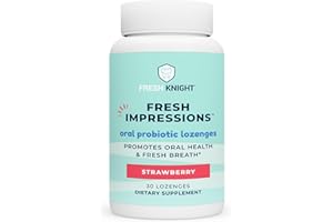 FRESH KNIGHT Oral Probiotics, Chewable Oral Probiotic for Bad Breath, Halitosis, Teeth, and Gum Health, Fresh Impressions, Oral Probiotic Lozenges, Contains Blis K12, Strawberry Flavored, 1 Pack (30ct)