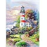 5D Diamond Painting, Staron Lighthouse Diamond Embroidery Painting DIY Cross Stitch Kit 5D Diamond Painting Crystals Embroidery Home Decor (D)