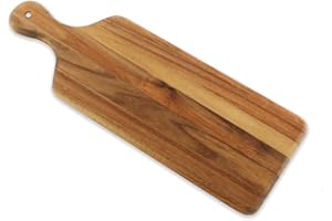 THIRTEEN CHEFS Villa Acacia Wooden Cutting Board - 17 x 6 Inch Wood Board Serving Tray for Bread and Cheese with Handle - Decorative Charcuterie Boards for New Home, Wedding Gift