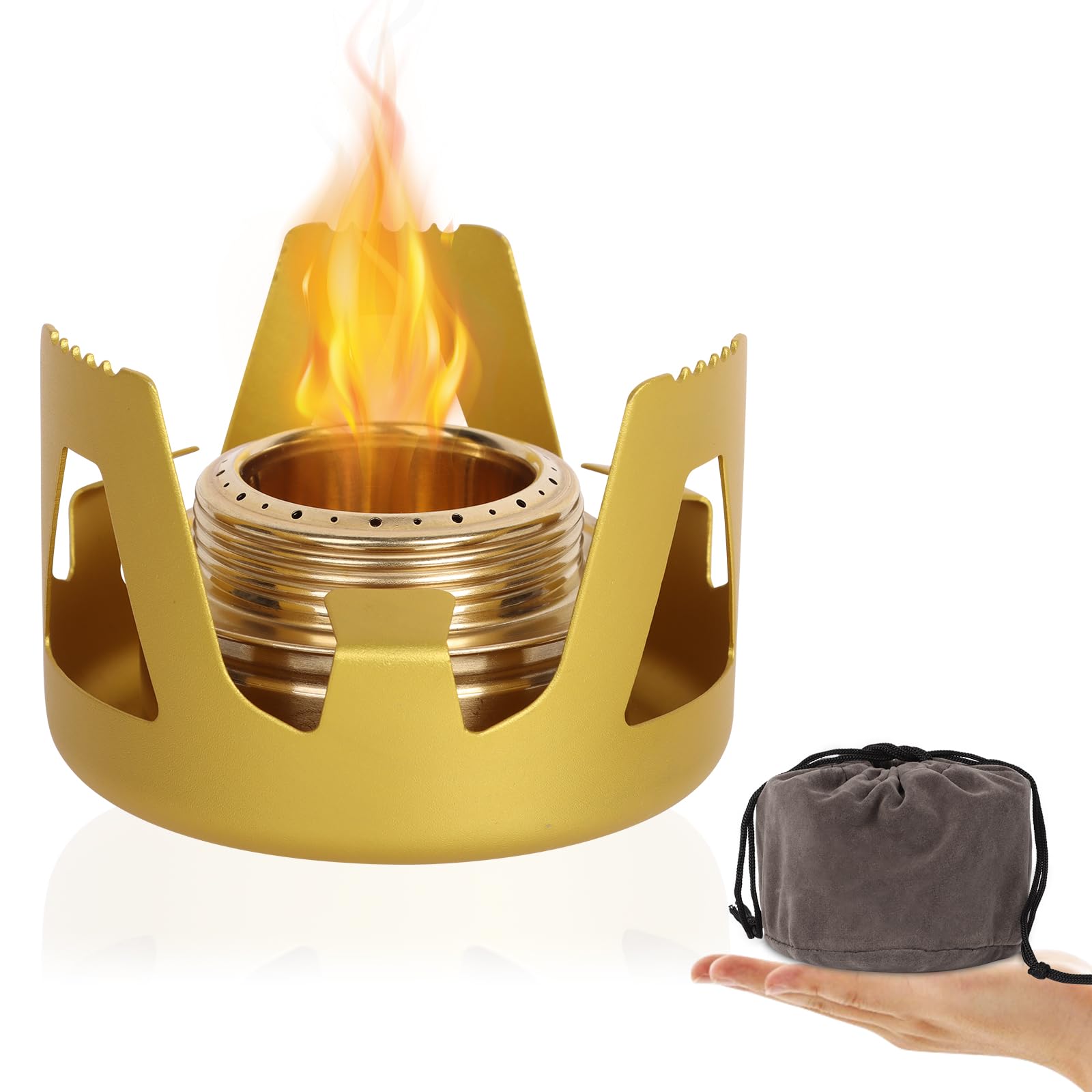 Niuoppy Mini Spirit Burner Alcohol Stove, Ultralight Portable Alcohol Stove Burner, Small Lightweight Camping Stove for Backpacking Hiking Camping (Gold)
