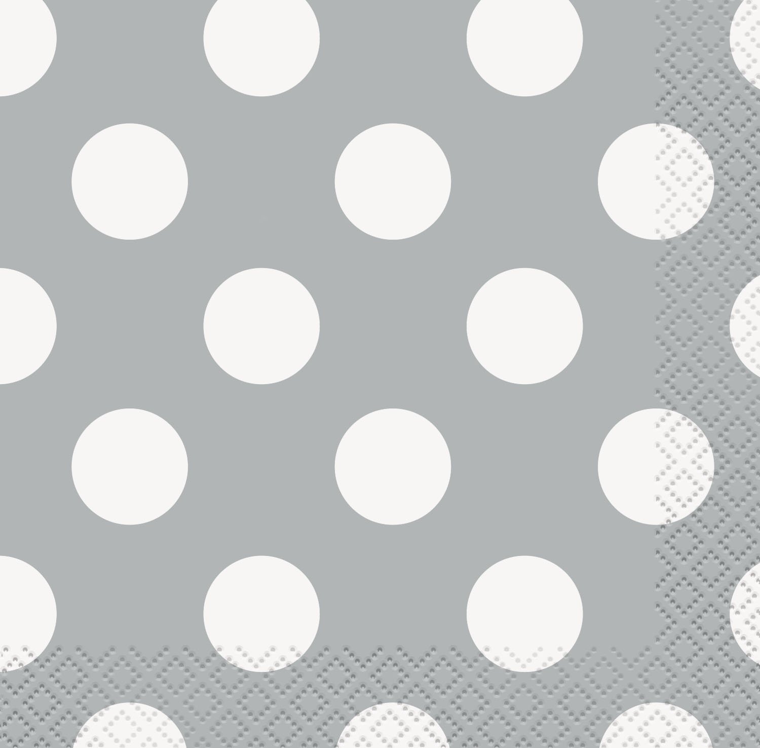 Unique Party 37281 - 5" Silver Polka Dot Paper Napkins, Pack of 16