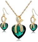Gift! Gold Plated Jewelry Sets For Women Crystal Heart Necklace Earrings Jewellery Set Bridal Wedding Accessories