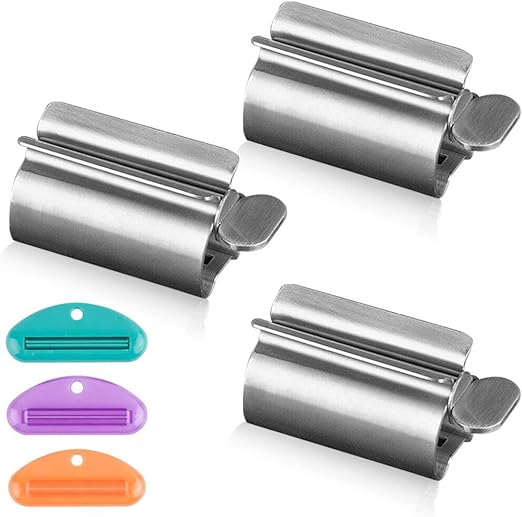 WXJ13 3 Pieces Metal Toothpaste Tube Squeezer, Stainless Steel Toothpaste Squeezer Rollers