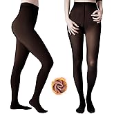 JTYKUYR Fleece Lined Tights Winter Fake Translucent Thermal Tights Warm Pantyhose Leggings Sheer Thick Stockings for Women