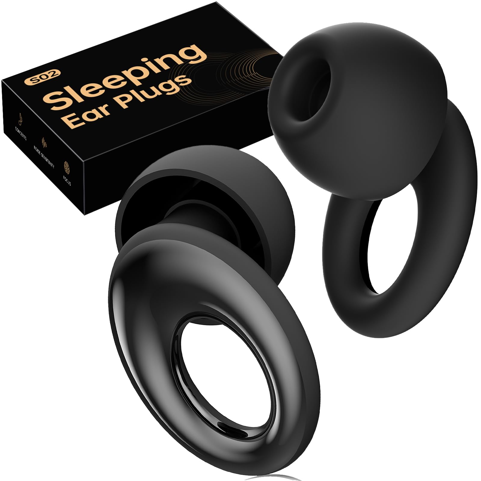 Photo 1 of Ear Plugs for Sleeping Noise Cancelling, 30dB Noise Reduction, Reusable Silicone Earplugs for Snoring Solution, Comfortable Fit with 4 Sizes and Carrying Case (Black)