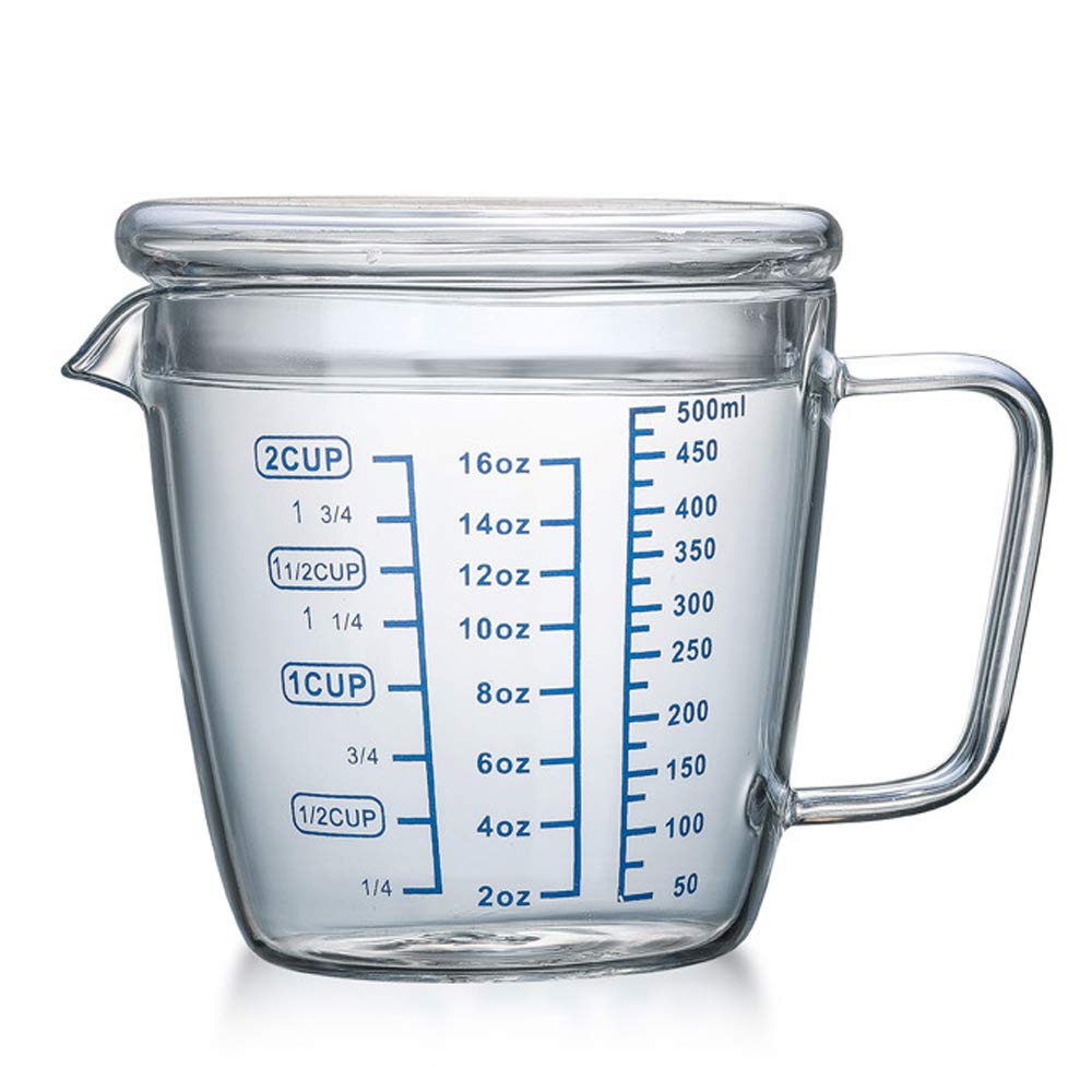 TAMUME 500ml Glass Measuring Jug Microwave Measuring Cup with Lid (500ml)