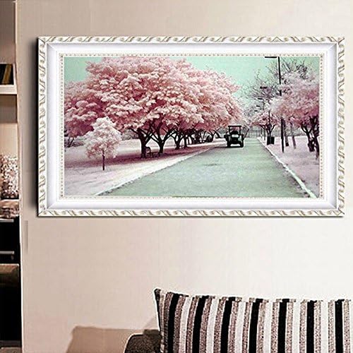 Full Drill 5D DIY Diamond Painting "City Street" 3D Embroidery set Cross Stitch Mosaic Decor gift (Cherry Blossom Trees)
