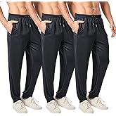 OAKVON Men’s Mesh Jogger Sweatpants 3 Pack – Lightweight Quick Dry Athletic Pants with Zipper Pockets for Workout, Running