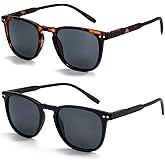 ZENOTTIC Polarized Sunglasses for Women Men: Retro Shades Round | Square Frame UV Protection 2 Pack
