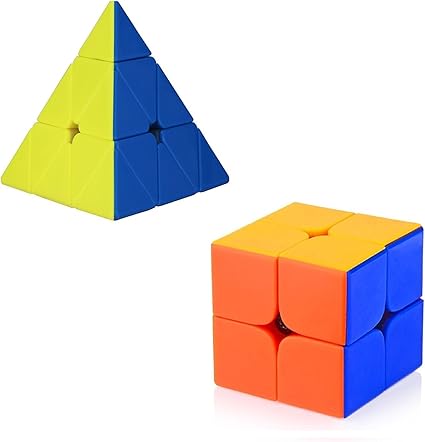 Rose International Combo Stickerless Pyraminx Triangle Magic Cube + 2x2 Twist Puzzle