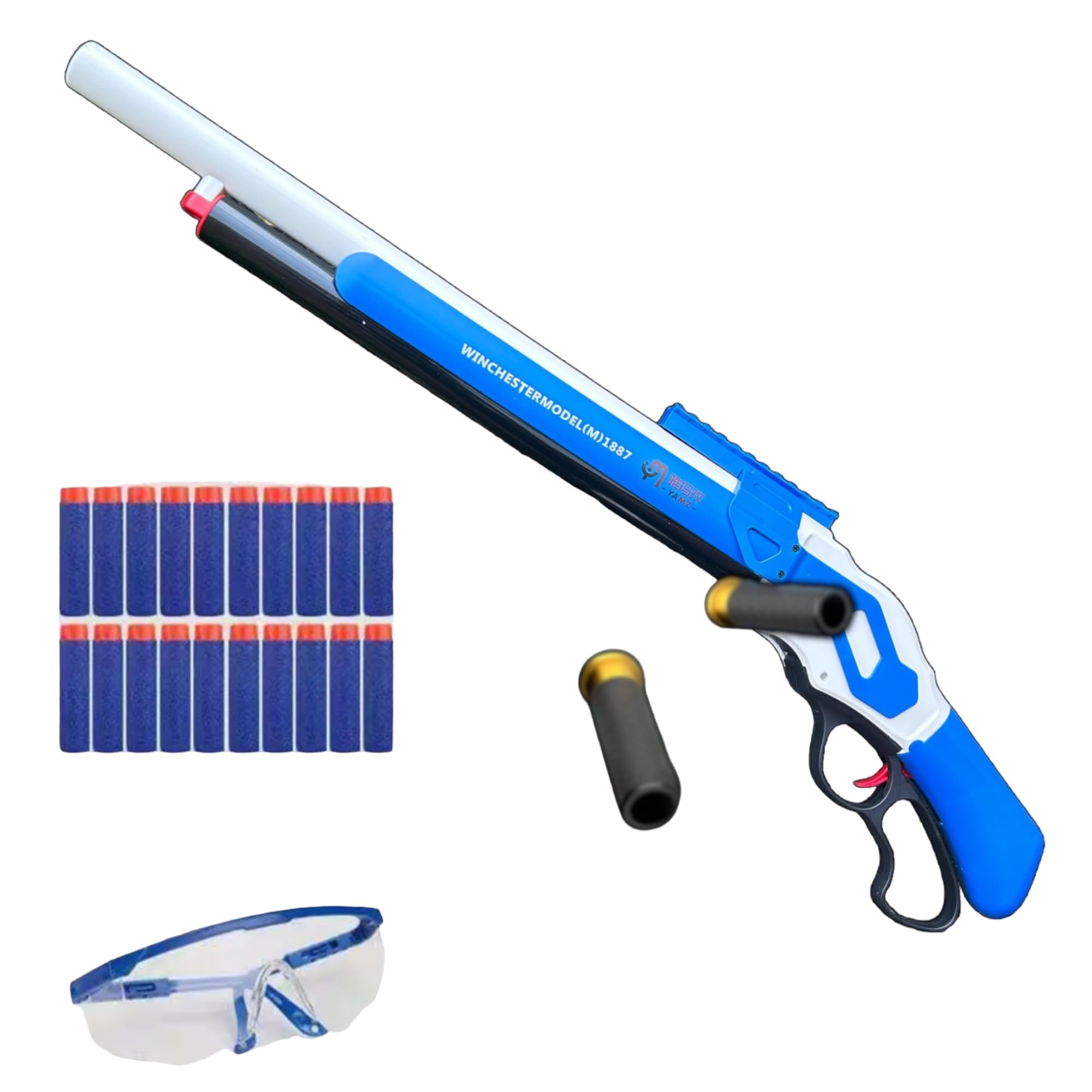 Shell Ejecting Toy Shotgun Lever Action Soft Foam Dart Blaster Gun with Safe Goggles for Teen Shooting Games