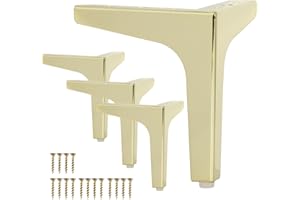 La Vane 6 Inch Metal Furniture Legs, Set of 4 - Modern Diamond Triangle Gold DIY Replacement Feet for Cabinet, Sofa, Table, Ottoman Makeover