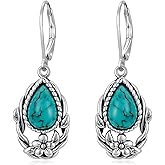 Eetaitai Natural Turquoise Earrings for Women Dangling 925 Sterling Silver Dangle Earrings Western Jewelry Valentine's Day Jewelry Gifts