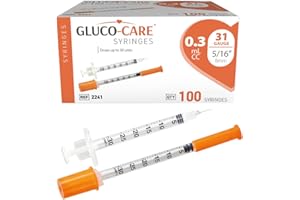 GLUCO-CARE 0.3 ml/cc Syringes 31G x 5/16’’ (8mm), Orange Cap, Box of 100 pcs