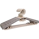 BonDream 6-Pack Heavy Duty Plastic Extra-Wide Arm 15"-23" Suits Clothes Hangers with Swivel Hooks,Perfect for Coat,Jacket,Dress,Shirt,Trousers or Closet Space Saving,Grey&amp;Tan
