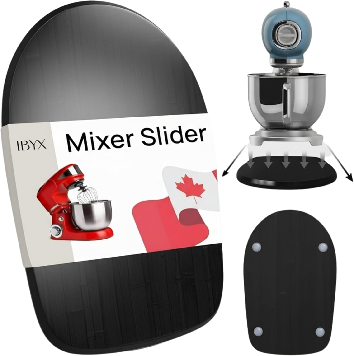 Ibyx Elegant Sliding Tray - Compatible with 4.5 Qt Kitchen Aid Mixer Slider for Counter and Other Heavy Appliances (Black) Image