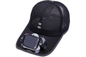 BYROTSON Mens Baseball Cap with Solar Fan, Summer UV Protection Wide Brim Sun Hat Mesh Beach Hats, Solar Powered/USB Charging
