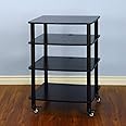 VTI AR404BB - 4 Shelf Audio Rack with Black Poles and Black Shelves.