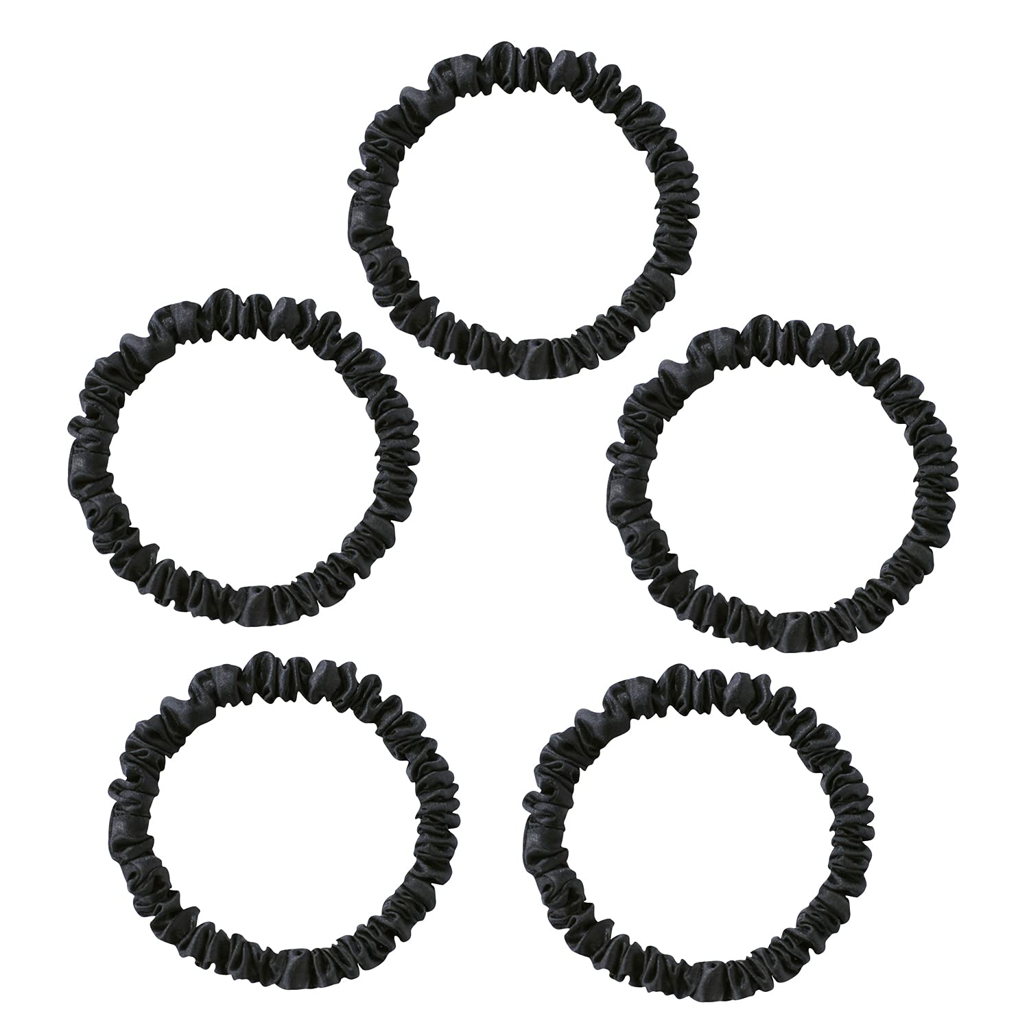 Townssilk 22 Momme Pure Silk 100% Pure Silk Scrunchies 5 Pack for Women - Hair Safe - Black