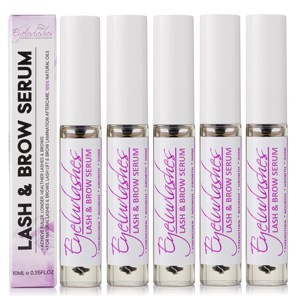 Eyeluvlashes Lash and Brow Serum - Nourishing Growth and Lift - Brow Lamination Aftercare With Natural Oils: Castor, Sweet Almond, Vitamin E - Vegan Client Retail (5 Pack)