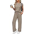 WIHOLL 2 Piece Sets for Women Casual Summer Travel Vacation Outfits Cap Sleeve Lounge Set