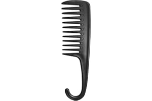 Wapodeai Wide Tooth Comb Shower Comb With Hook, Good for Curly Hair Wet Dry, Premium Tangle Free Combs Black.