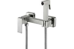 BARROCK Handheld Bidet Sprayer for Toilet Hot and Cold Water, Stainless Steel Warm Water Square Bidet Spray Attachment for Muslim Shower, Feminine Hygiene, Pets and Baby Diaper Wash, Brushed Nickel