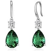 Teardrop Dangle Drop Earrings -925 Sterling Silver Birthstone Earring Jewelry Birthday Gifts for Women,Girlfriend,Wife,Mom - Graduation, Friendship,Birthday, Anniversary