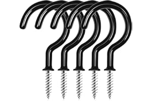 DRT DERUITAI Cup Screw Hooks,1 inch Vinyl Coated Ceiling Hooks,100 Pack Screw in Hooks Plant Hanger Hooks,Wind Chimes Hooks Kitchen Cup Hooks Great for Hanging Indoor & Outdoor Use(Black)