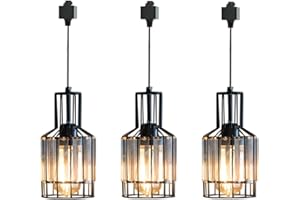 SKIVTGLAMP Circular Dimmable Pendant Light H-Type Track Light Pendants Clear Crystal Lamp Shade Track Mount Pendant Lights In